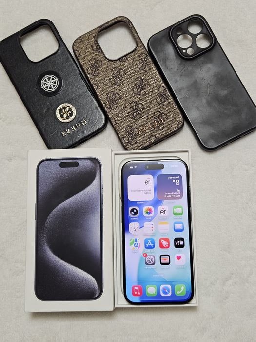 Iphone 15 pro Blue Titanium 87% baterie Full box ca nou