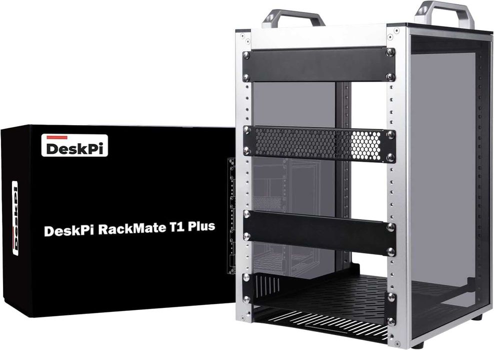 GeeekPi 8U Server Rack Cabinet DeskPi RackMate T1 Plus,Rack rețea 10 inch pentru servere, rețea, echipamente AV, 10.23 inch 260 mm Adâncime (Argintiu)