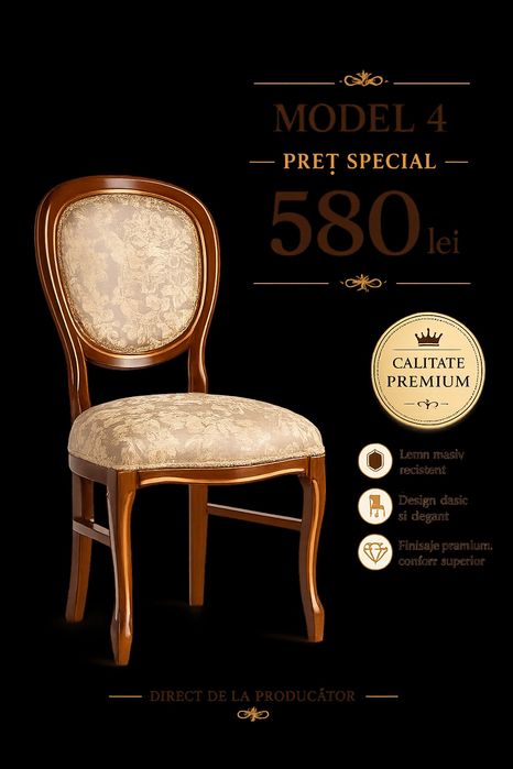 Scaune Premium din Lemn Masiv – La Comandă, Personalizabile pentru Restaurante și Acasă