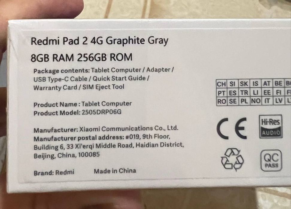 Новый Xiaomi Redmi Pad 2 4G 8/256GB (Graphite Gray) в упаковке