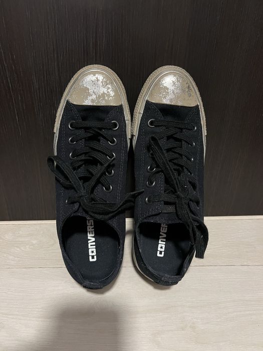 Tenesi Converse negri cu talpa argintie