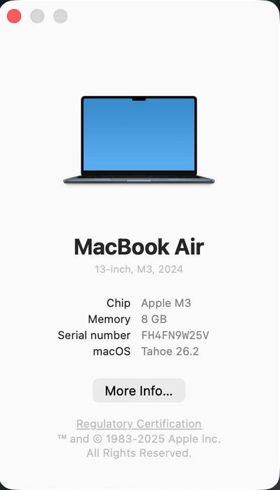 M3 MacBook Air 13 inch 8 gb