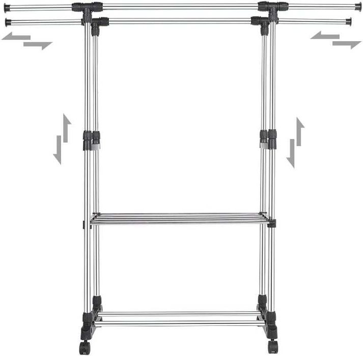 Поставка за дрехи на колела Разтегателна 75-151 Регулируема височина