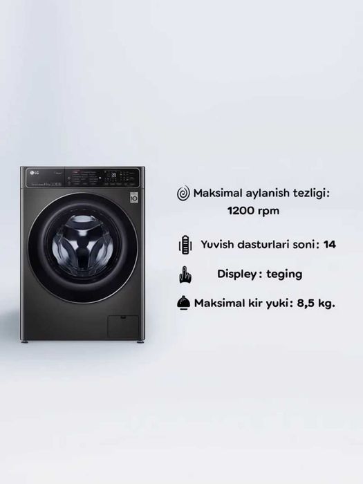 Kir yuvish mashinasi | LG F2T9GW9P | 8,5kg