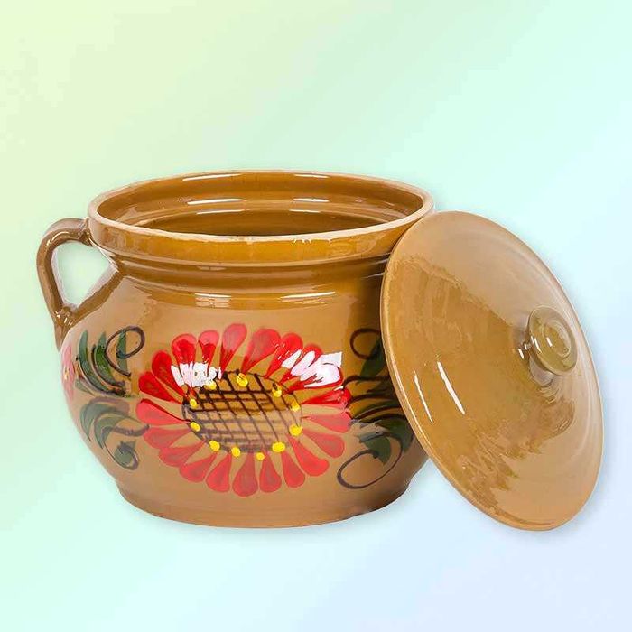 Глинена тенджера с капак 18 см, 2 л