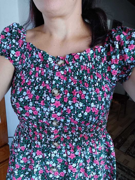 Рокля лятна зелена цветчета