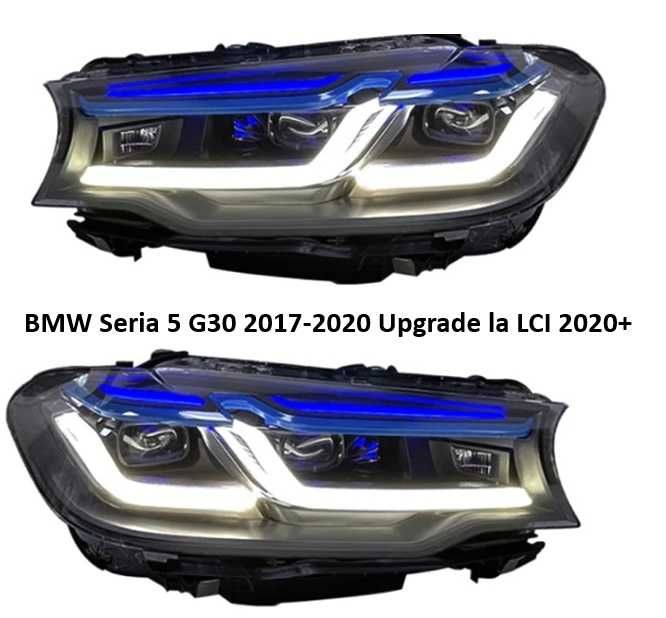Set de faruri LED tip LCI Dedicate  BMW Seria 5 G30 sedan, G31 break 2017-2020  Upgrade la  2020-2023