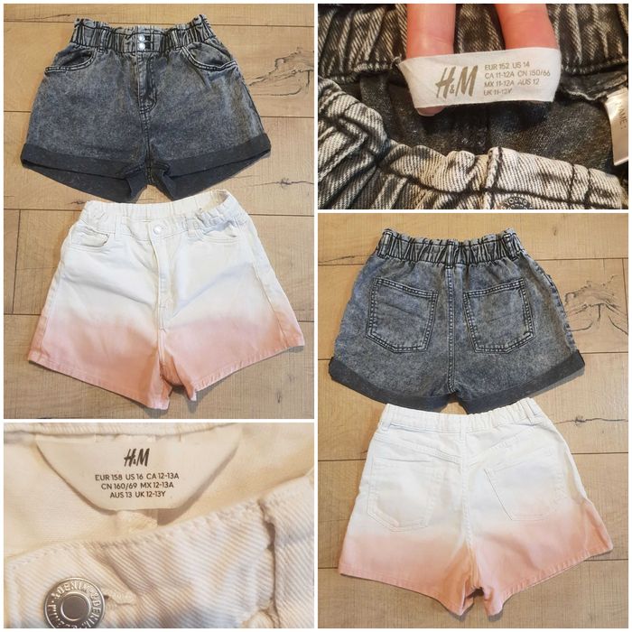 Детски дънкови къси панталонки - H&M - 11-13 г. (две за едно)
