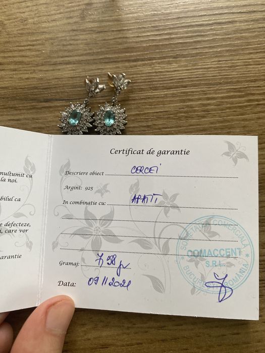 Cercei argint si apatit