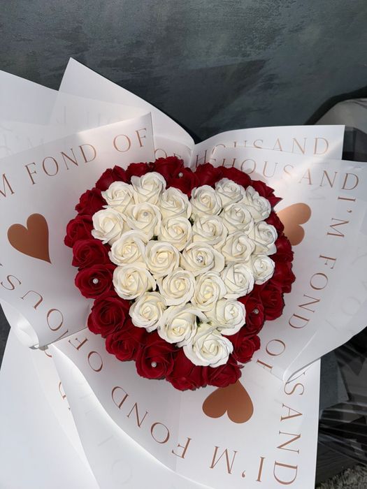 buchet inima din trandafiri de sapun