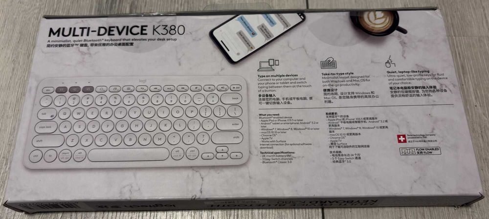 Tastatura Bluetooth Logitech K380, Multi-Device, White, Sigilata