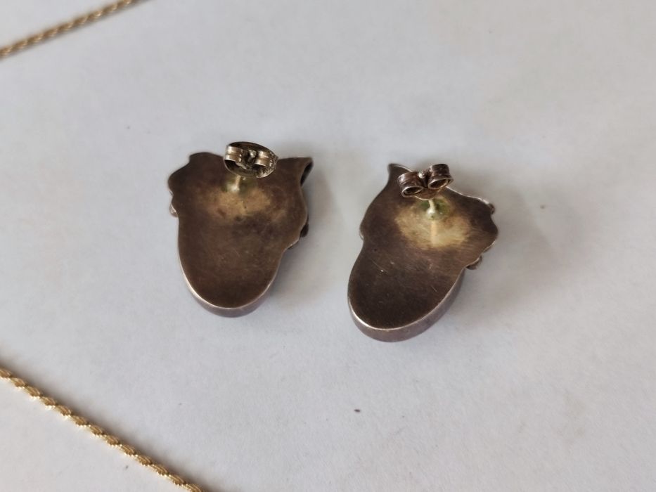 Сребърен комплект с оникс обеци и колие