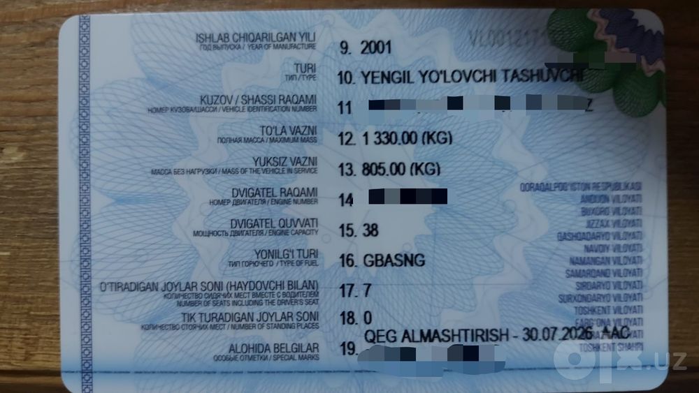 Damas 2001 yil narxini kelishamiz