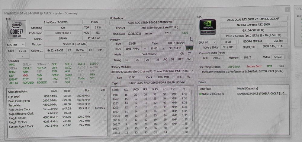 PC Gaming ITX I7 10700, RTX 3070, 32gb, SSD 1 Tb