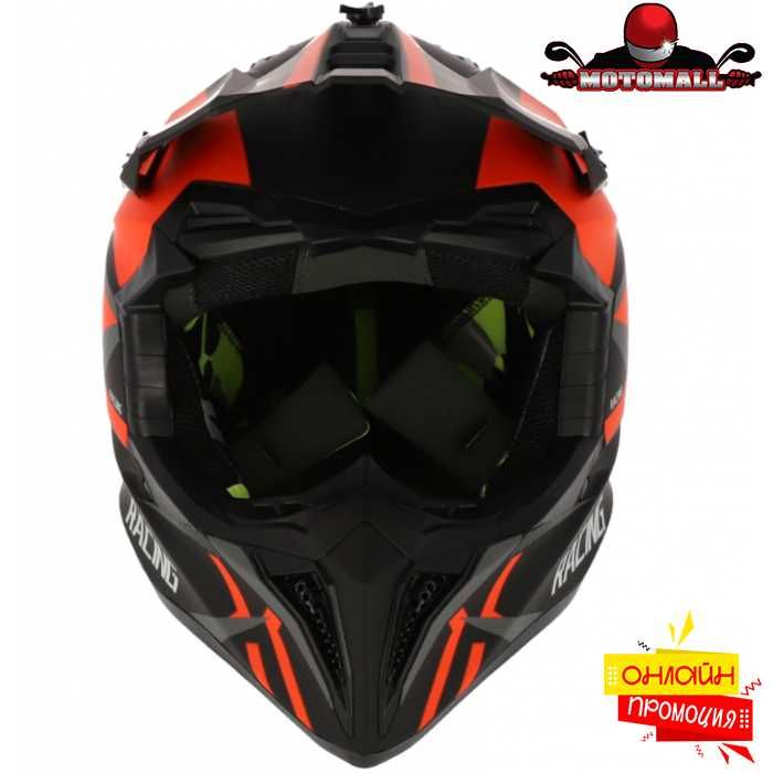 Каска мото крос 127 - BLACK ORANGE 2