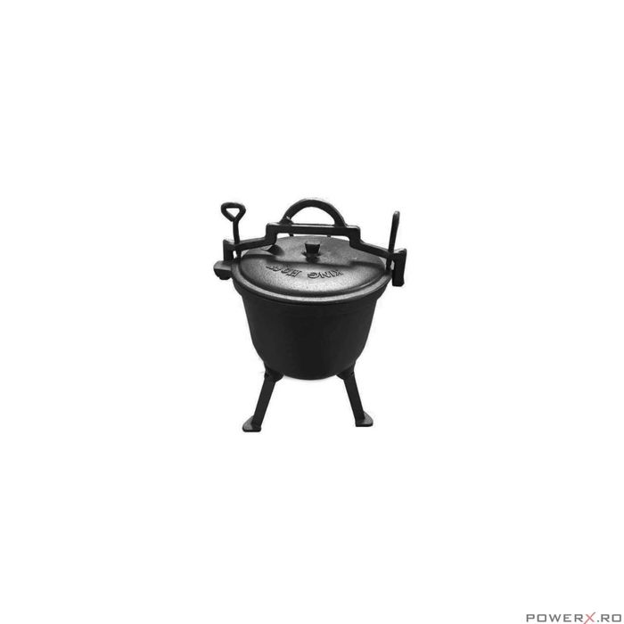 Ceaun din fonta emailata cu picioare si capac, 10litri, negru,