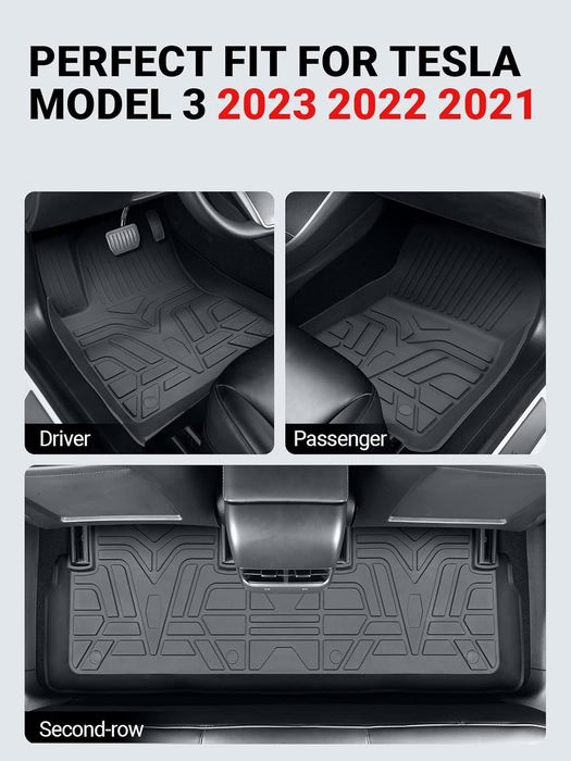 Комплект 6 части TPE стелки за Tesla Model 3 2021-2023, BASENOR
