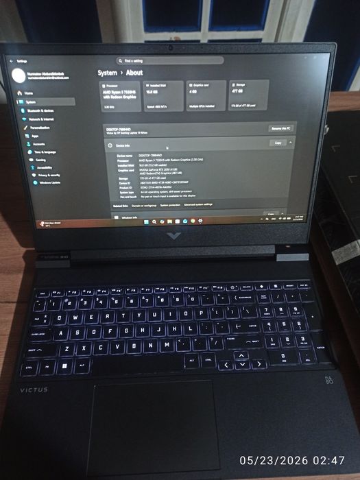 HP Victus Gaming / Ryzen 5 / 16GB RAM / RTX 2050 (Ideal)