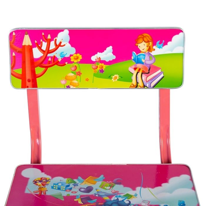 Детски дървено Бюро със стол за деца, дизайн розов цвят