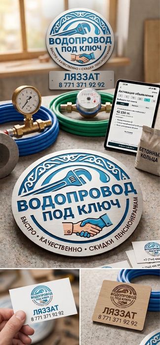 Монтаж водопровода под ключ / Бетонные кольца / Копка и сантехника