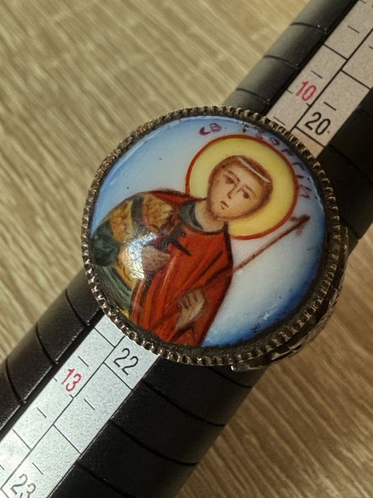 Rusia argint  cu email inel ortodox sigiliu