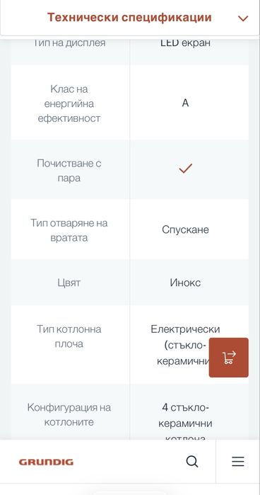 Готварска печка grundig