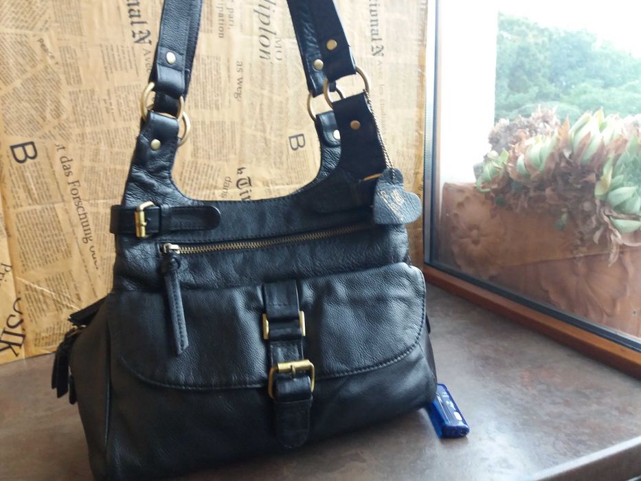 дамска чанта,черна малка кожена торба-естествена кожа