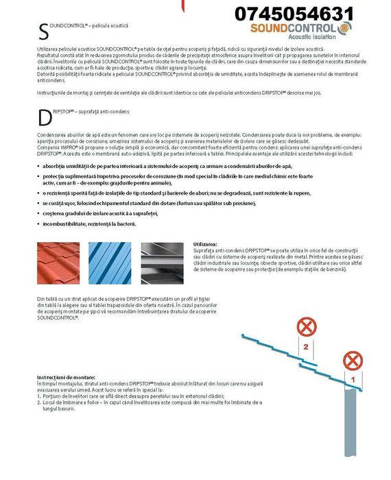 Tabla cutată cu folie anticondens autoadezivă hala metalica