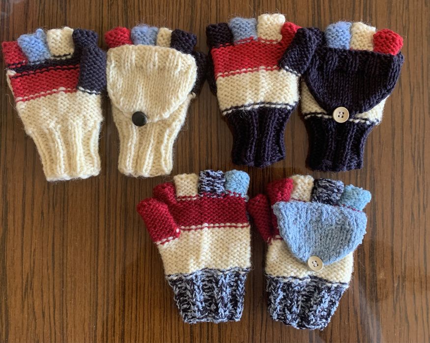 Ръчно плетени детски бебешки ръкавици без пръсти с капаче момче момиче