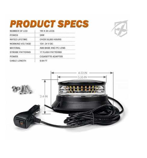 Led авариен буркан сигнална лампа с магнит и вендуза 17 режима