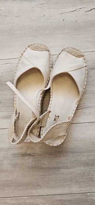Sandale tip espadrile, din in, Zara, mărimea 37, interior 23.5 cm