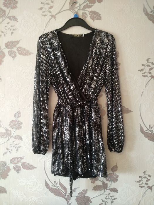 Платье сарафан белый с синими цветочками крестьянка