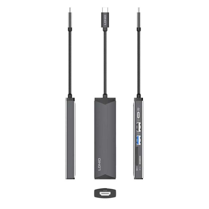Hub, Хаб LDNIO 6 in 1 DS-56H Type-C Hub Adapter