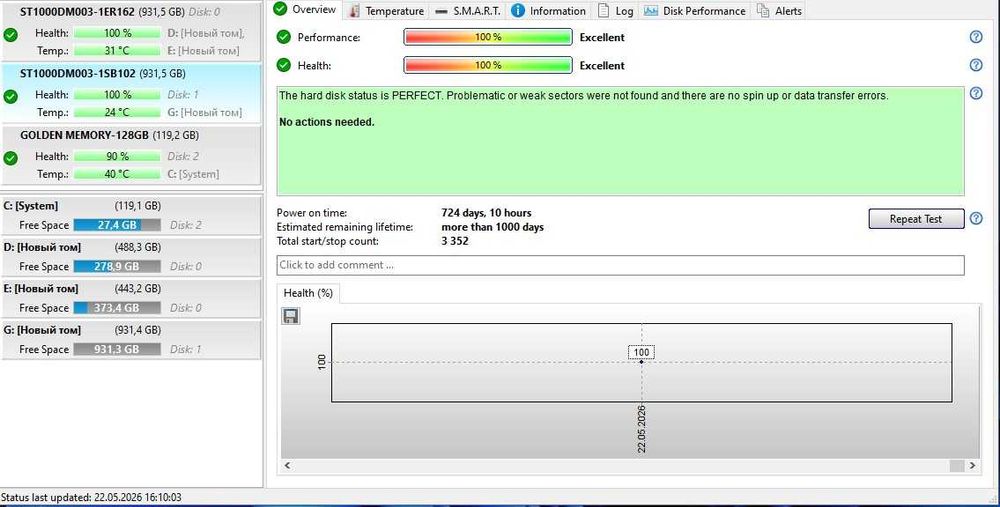 HDD 1 TB Seagate ideal 100%