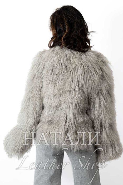 Дамски ексклузивен кожух Алина Grey от Монголско агне