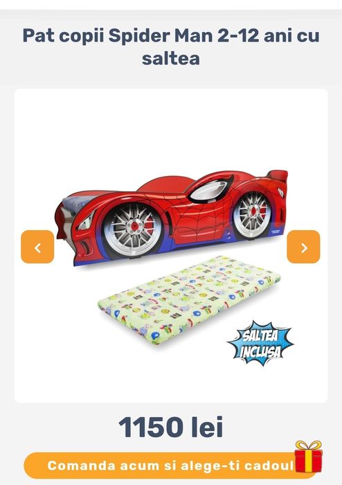 Pătuț copil, "Spiderman", 160/80cm.