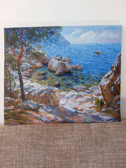 Grecia - un golf in paradis, pictura de vis in ulei pe panza, semnata
