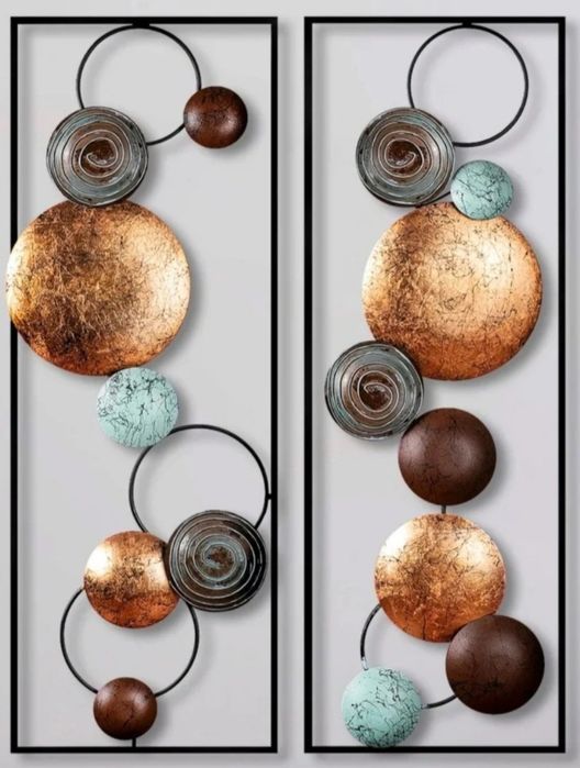Set decorativ de perete din metal, format din 2 piese
