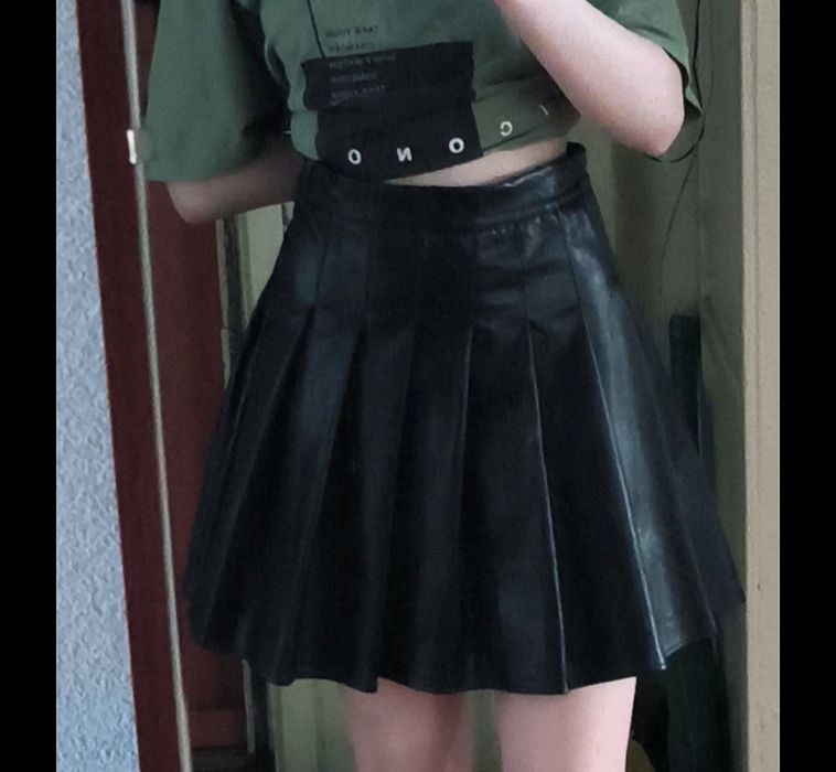 Юбка солнце экокожа размер М