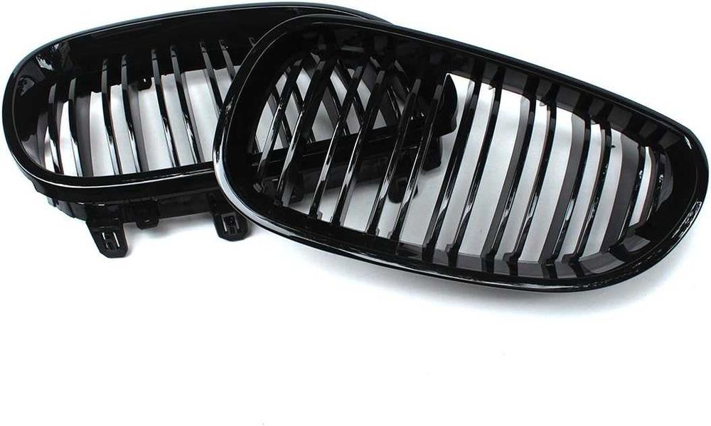Решетки Бъбреци за БМВ BMW 5 серия E60 E61 2003-10 Черен Гланц Двойни