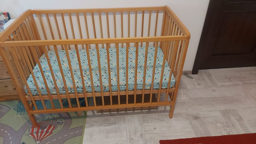 Pătuț copii din lemn natur 120x64