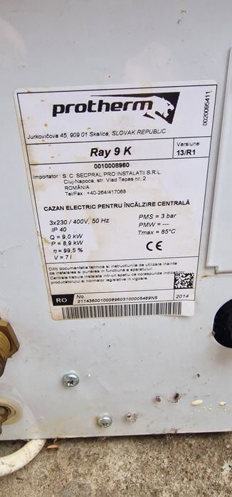 Centrala electrica 9kw Protherm Ray 9 K alimentare 230 V
