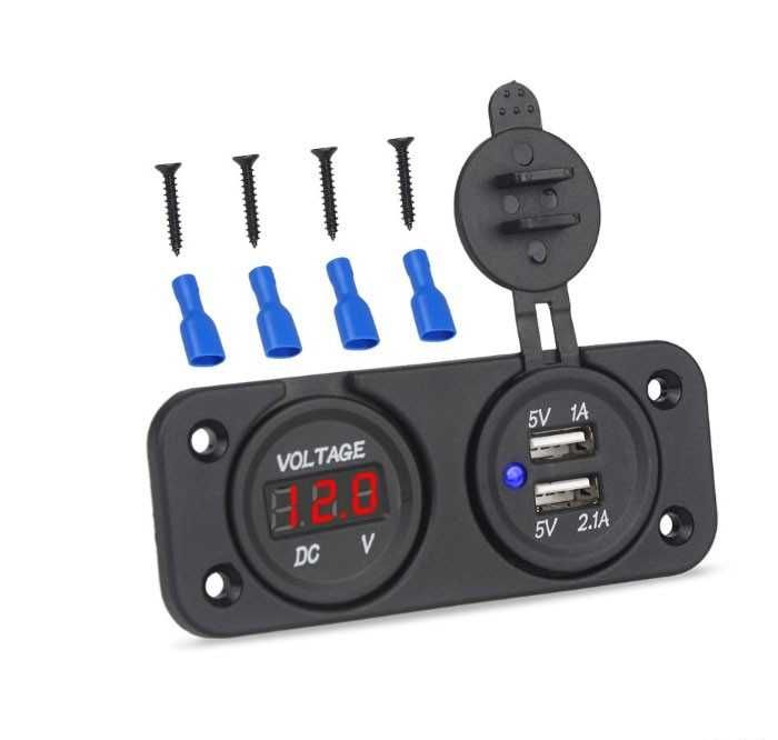 Волтметър с 2 USB порта за кола