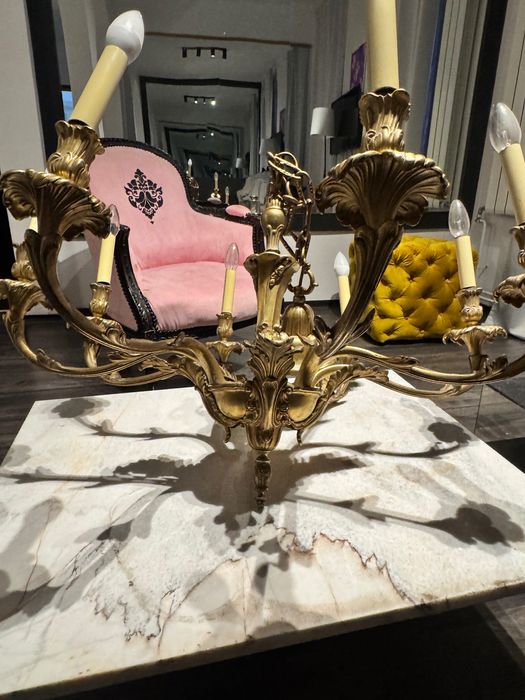 Candelabru din alamă masivă – stil Louis XV / Rococo, antichitate