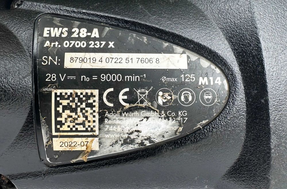 Wurth EWS 28-A - Мощен акумулаторен ъглошлайф 2x28V 3.0Ah 2022г.