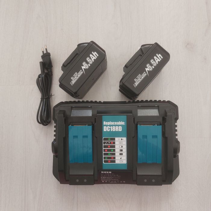 Комплект Двойно Бързо Зарядно DC18RD + 2 бр. Батерии 18V 5.5Ah за Makita LXT