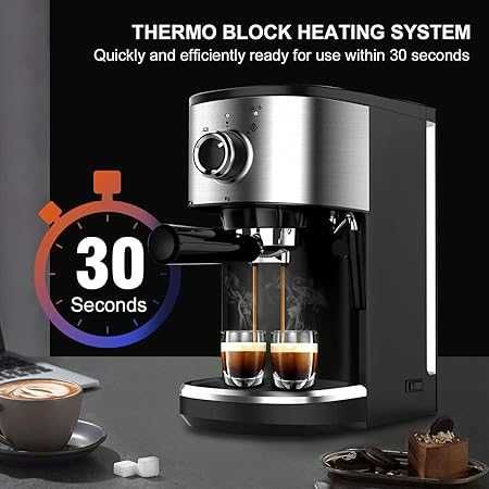 Кафемашина Bonsenkitchen, неръждаема стомана, 1450W, 15bar, 1.25L