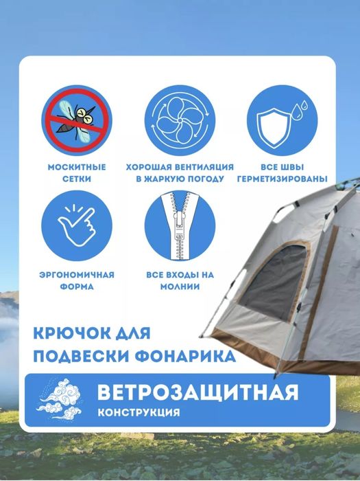 Палатка туристическая 4х местная