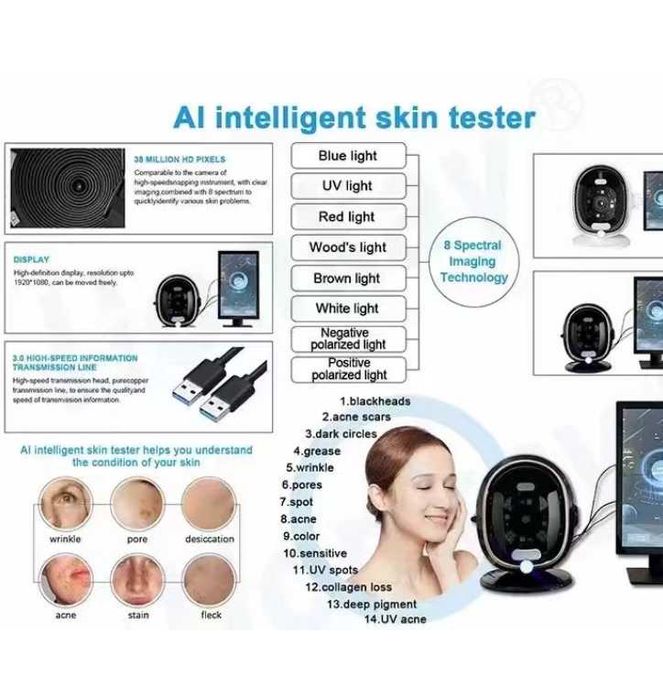 AI Професионален лицев AI 3D детектор за кожа