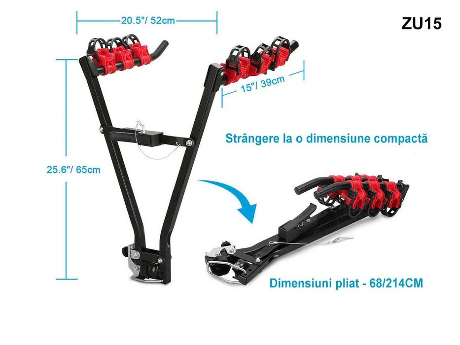 Suport biciclete pe bara de remorcare – fixare rapidă și sigură